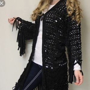 Fringed Shredded Grunge Whimsigoth Vibes Kimono Duster Cardigan L